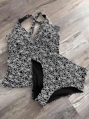 NEW Tummy Control Tankini Swimsuits V Neck High Waisted Bikini Two Peace Medium